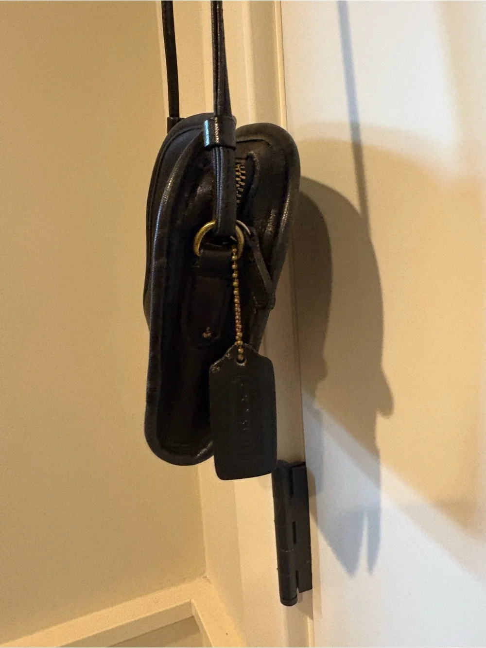 Vintage Coach Black Leather Mini Crossbody Bag